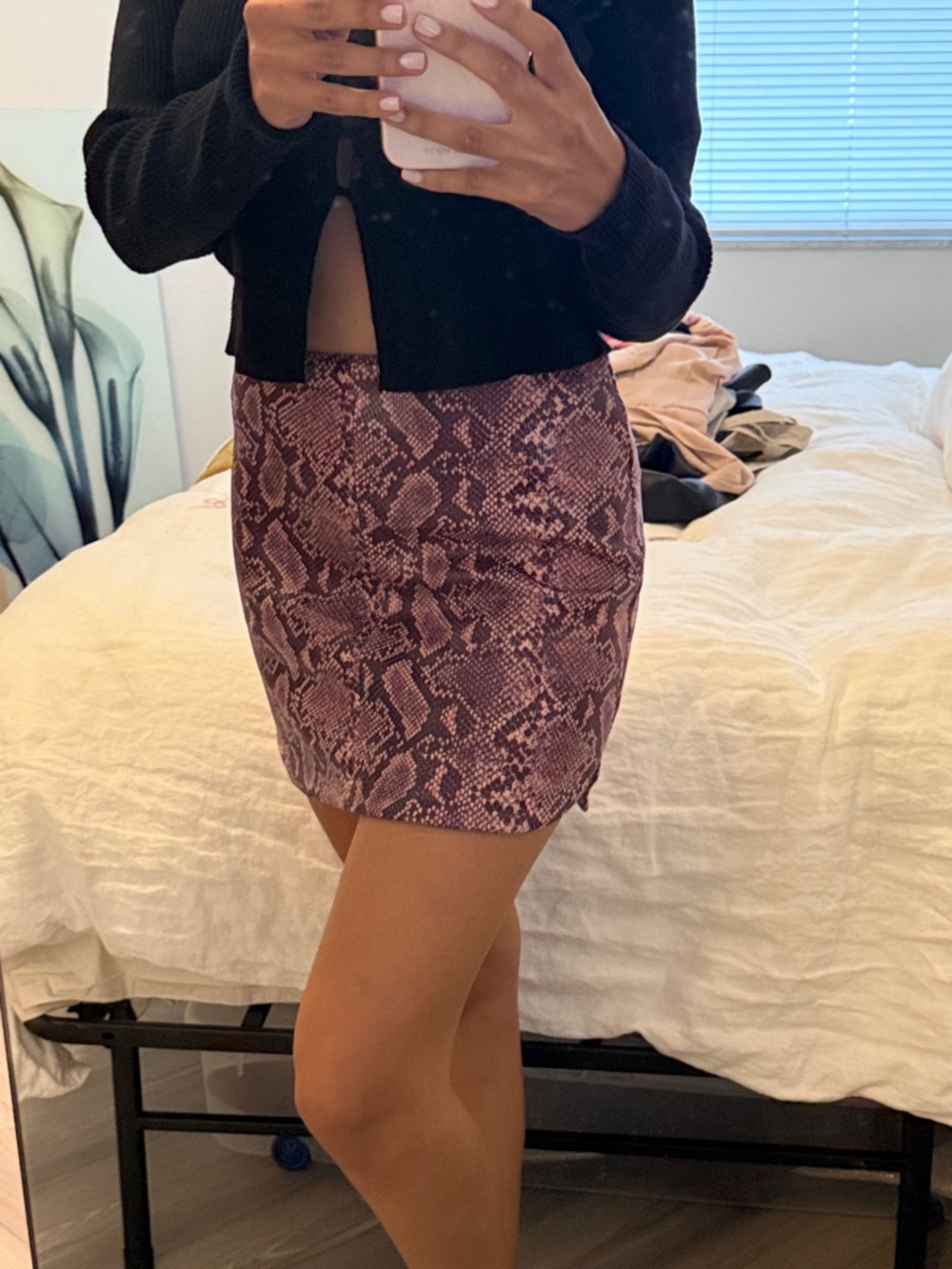 Purple Snake Print Mini Skirt - Women's Fashion
